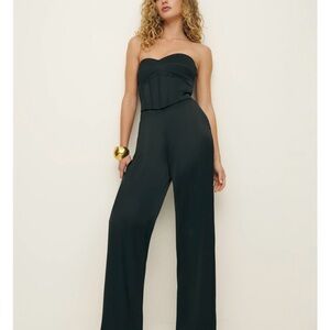 Reformation Pacie Black Strapless Jumpsuit with Sweetheart Neckline
